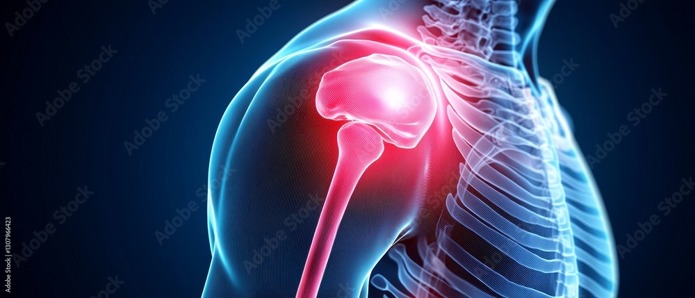 Naklejka premium Human Shoulder Joint Anatomy Pain Visualization