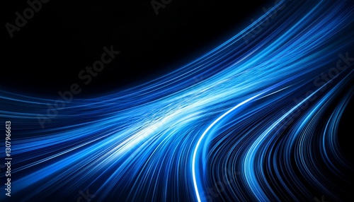 modern neon blue abstract high speed light motion effect on black background