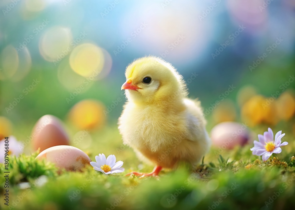 Adorable Easter Chick Scribble Line Art Tilt-Shift Background Adorable Easter Chick Scribble Line Art Tilt-Shift Background