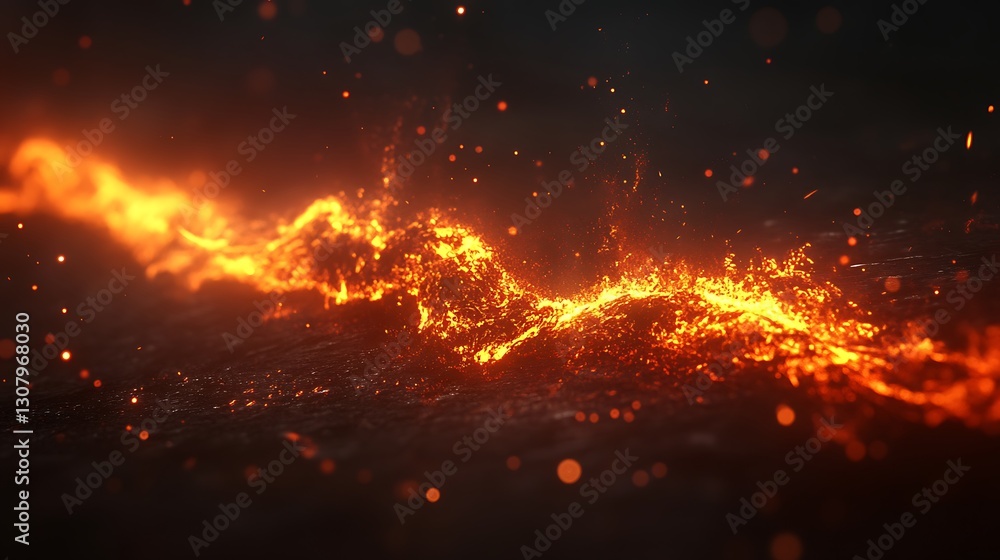 Fiery Glowing Particles Appear to Float Across a Dark Background Fiery Glowing Particles Appear to Float Across a Dark Background