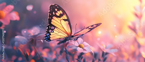 Wallpaper Mural Beautiful butterfly perched on a flower Torontodigital.ca