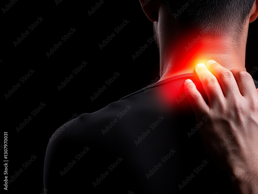 Man Experiencing Severe Neck Pain and Discomfort Man Experiencing Severe Neck Pain and Discomfort