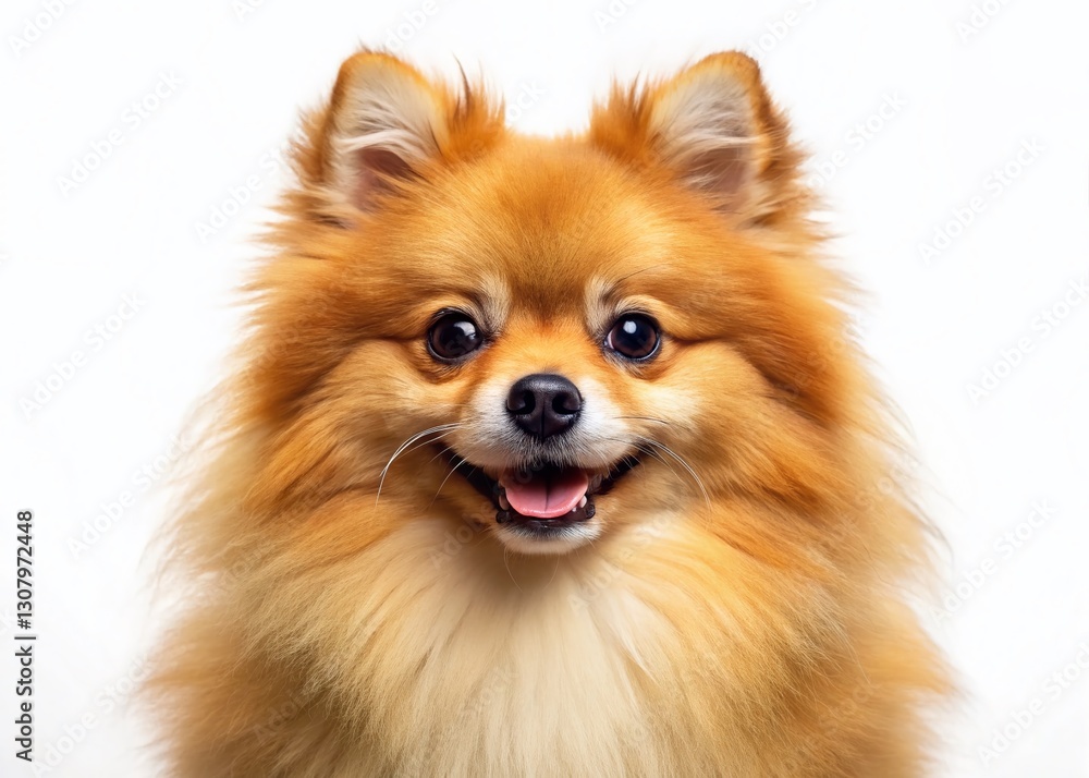 Adorable Pomeranian Puppy, Cute Fluffy Dog, Small Pet, Isolated on White Background Adorable Pomeranian Puppy, Cute Fluffy Dog, Small Pet, Isolated on White Background
