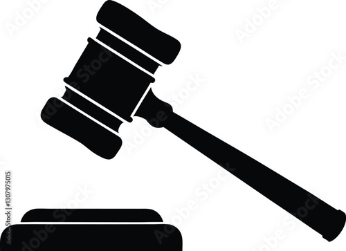  judge hammer silhouette vector illustration. justice gavel silhouette vector