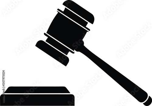  judge hammer silhouette vector illustration. justice gavel silhouette vector