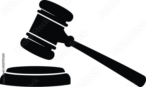  judge hammer silhouette vector illustration. justice gavel silhouette vector