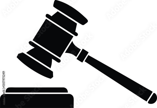  judge hammer silhouette vector illustration. justice gavel silhouette vector