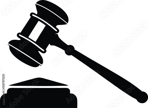  judge hammer silhouette vector illustration. justice gavel silhouette vector