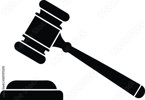  judge hammer silhouette vector illustration. justice gavel silhouette vector