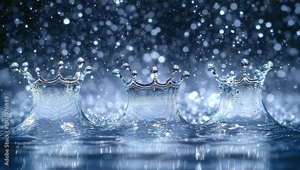 custom made wallpaper toronto digitalThree Water Crowns Splashing in Dark Blue Water