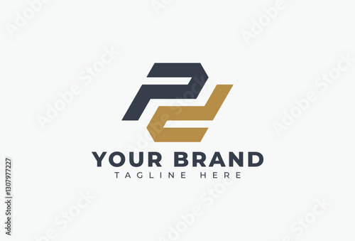Initial P and D Abstract Geometric Shapes Logo Design
