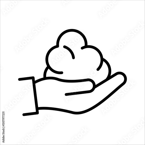 foam Cream on hand Icon Symbol isolated white background. vector illustration. color editable.