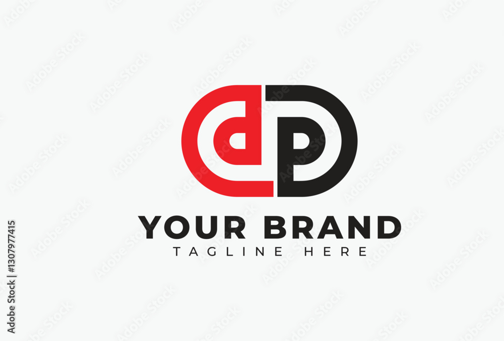 Initial Letter D and P Linked Lines Logo Design Initial Letter D and P Linked Lines Logo Design