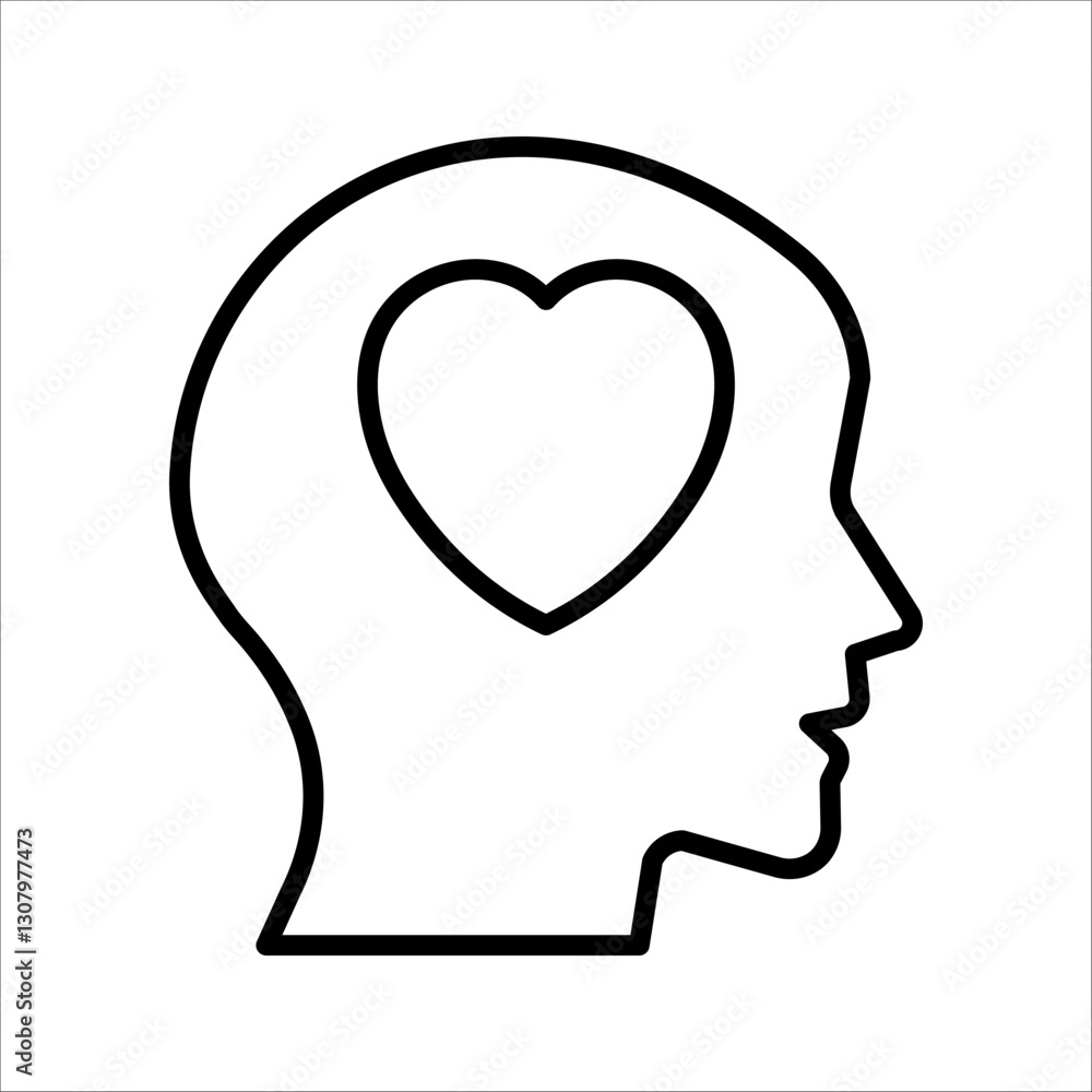 Head heart Icon Symbol isolated white background. vector illustration. color editable. Head heart Icon Symbol isolated white background. vector illustration. color editable.