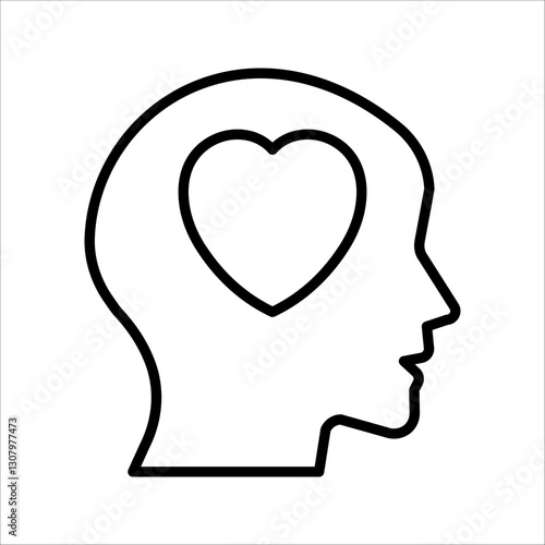 Head heart  Icon Symbol isolated white background. vector illustration. color editable.