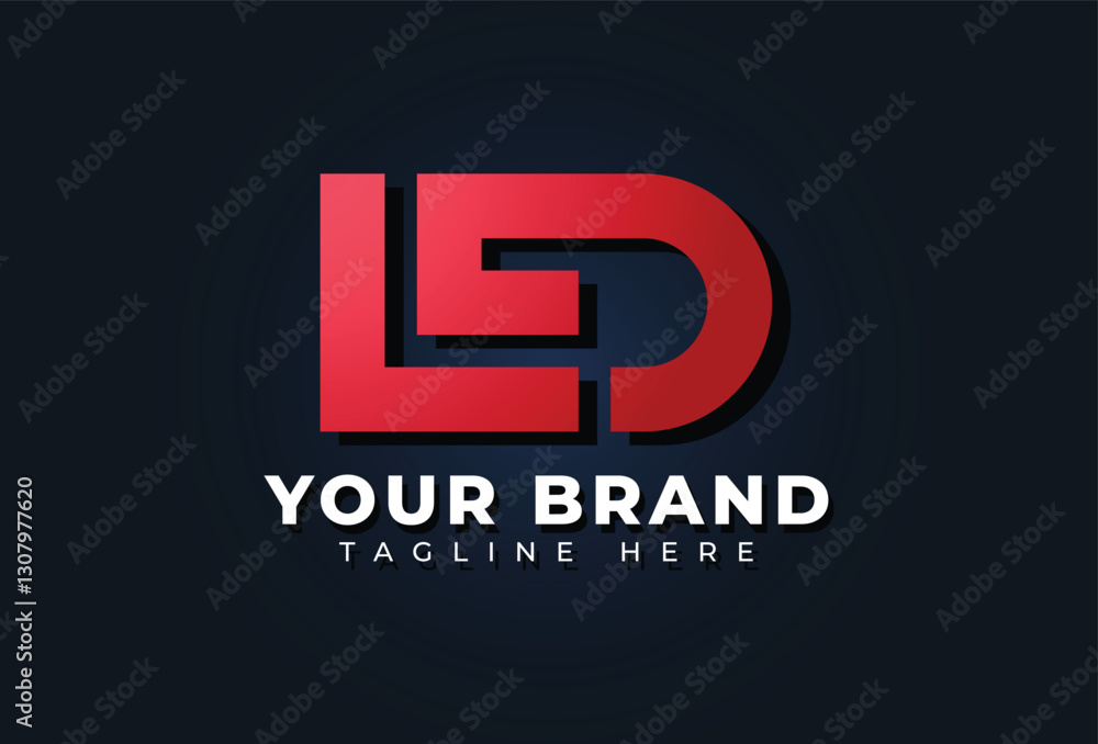 Combined Letter L E D Logo Design in Red Color Combined Letter L E D Logo Design in Red Color