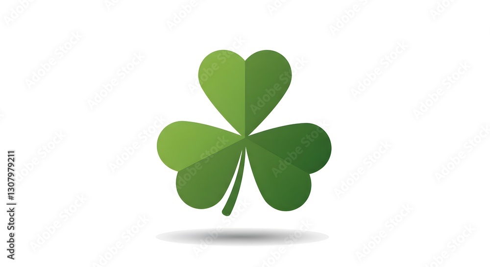A clean and modern shamrock icon in flat design. The shamrock has three smooth, symmetrical leaves with a slight gradient for depth. A clean and modern shamrock icon in flat design. The shamrock has three smooth, symmetrical leaves with a slight gradient for depth.