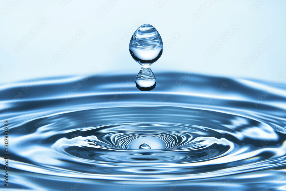 Crystal Clear Water Drop Capturing Circular Waves in an Aquatic Serenity Scene Crystal Clear Water Drop Capturing Circular Waves in an Aquatic Serenity Scene