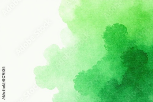 Abstract green watercolor blotches, faded edges , pure, artistic, leaf