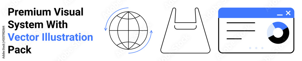 Globe with arrows, reusable bag icon, and analytics dashboard. Ideal for sustainability, e-commerce, data analysis, globalization, packaging eco-tech innovation. Perfect for flat landing page Globe with arrows, reusable bag icon, and analytics dashboard. Ideal for sustainability, e-commerce, data analysis, globalization, packaging eco-tech innovation. Perfect for flat landing page