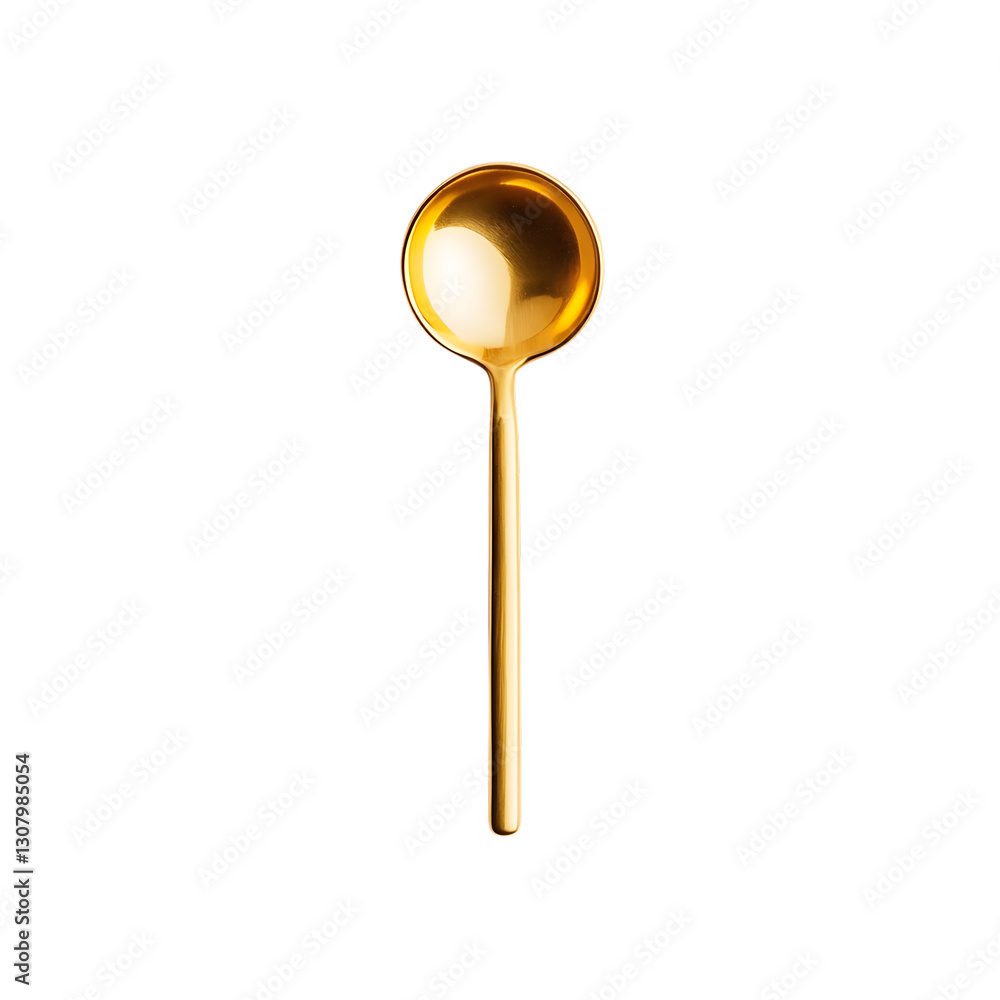 A small golden spoon isolated on white A small golden spoon isolated on white