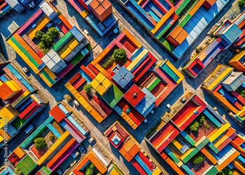 Aerial View Abstract Bold 90s Retro Pattern Geometric Shapes Colorful Design