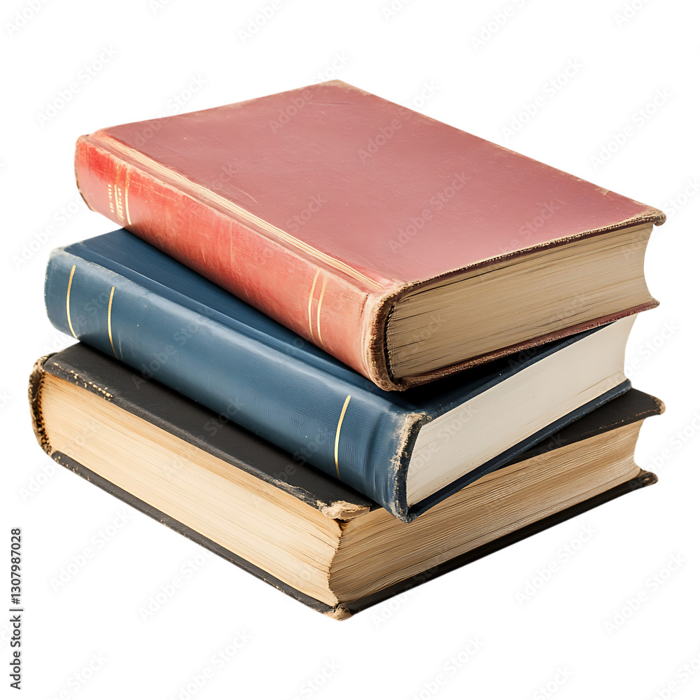 A stack of three books isolated on white A stack of three books isolated on white