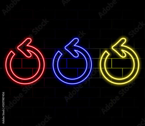 Abstract neon arrow icon animation background. Right arrow globe neon icon. Up right neon arrow. neon arrow sign.