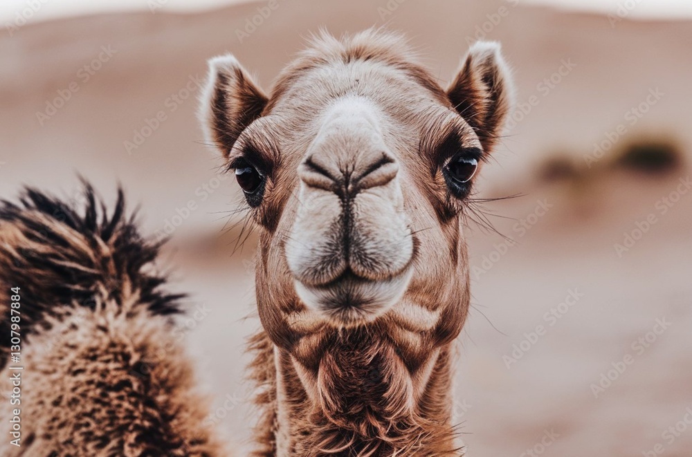 Fototapeta premium A close-up of camel face looking at the camera