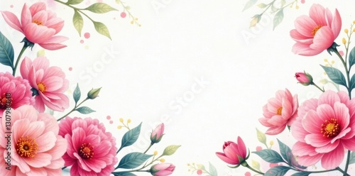 Soft watercolor floral frame, pastel hues, blooming flowers , bloom, blue