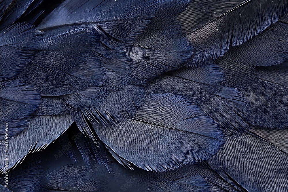 Obraz premium Dark blue feathers arrangement showcasing texture and delicate structure