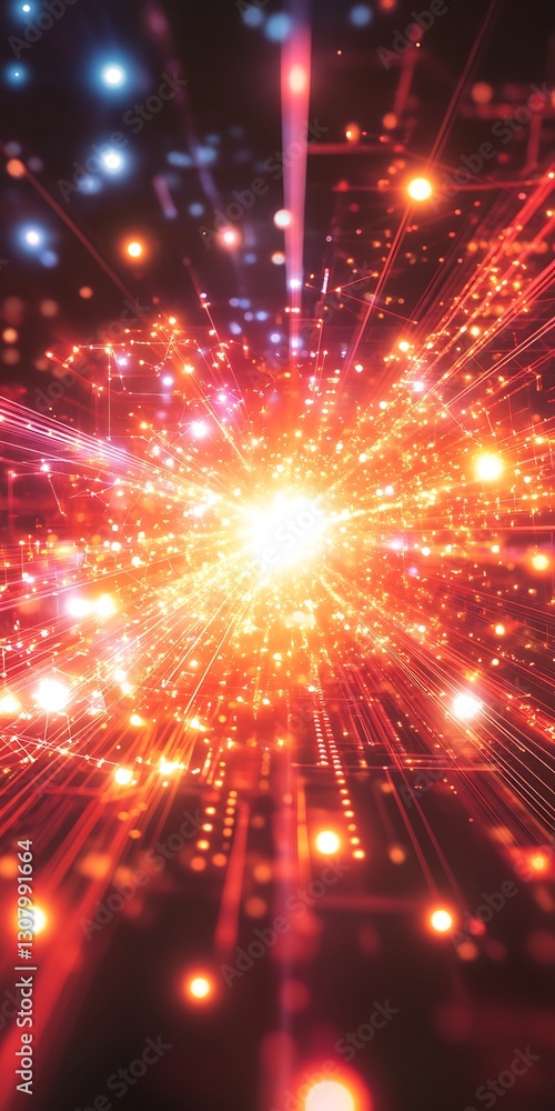 Obraz premium Dazzling burst of network connections, a beacon of digital transformation