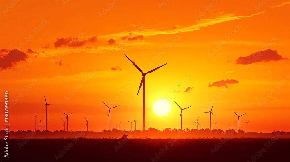 Obraz premium Wind Turbine Blades Turning on Nature Background