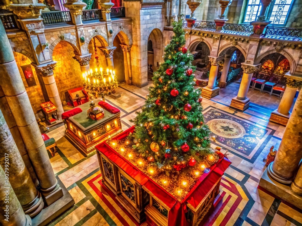 Obraz premium Aerial View: Holy Sepulchre Church Christmas Podium - Rectangular Stage