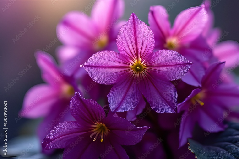 Close-up of Vibrant Purple Flowers, Nature's Beauty