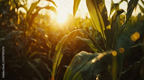 Fresh Young Maize Corn in Agriculture Field