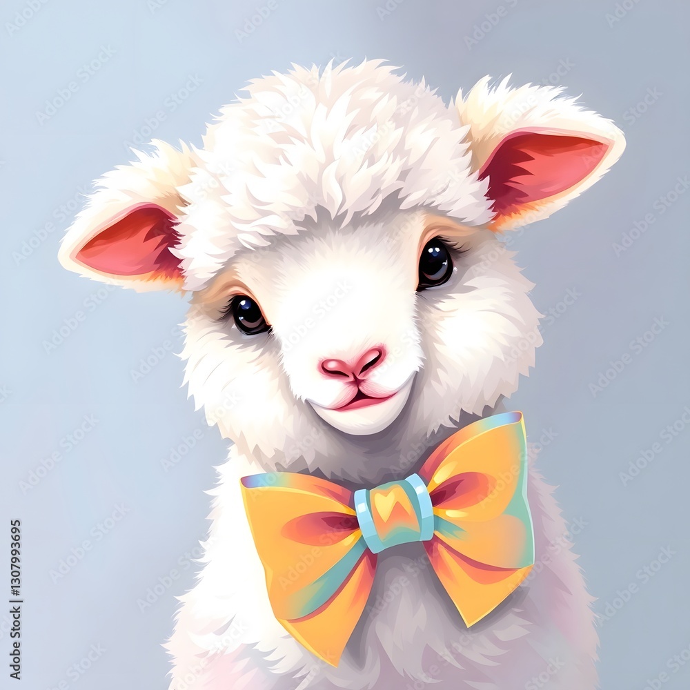 Easter lamb with bow Easter lamb with bow