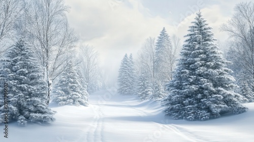 Wallpaper Mural snow-draped trees and a beautifully decorated Christmas tree Torontodigital.ca