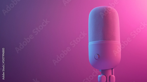 State-of-the-Art Microphone with Pastel Pink and Lilac Glow, perfect for modern audio production