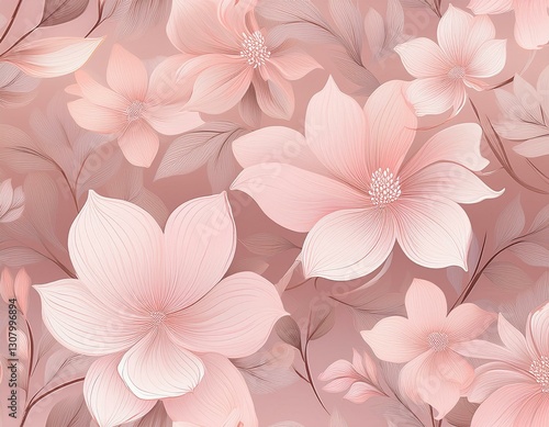 seamless floral pattern in pastel colors of whisper pink minimalist background