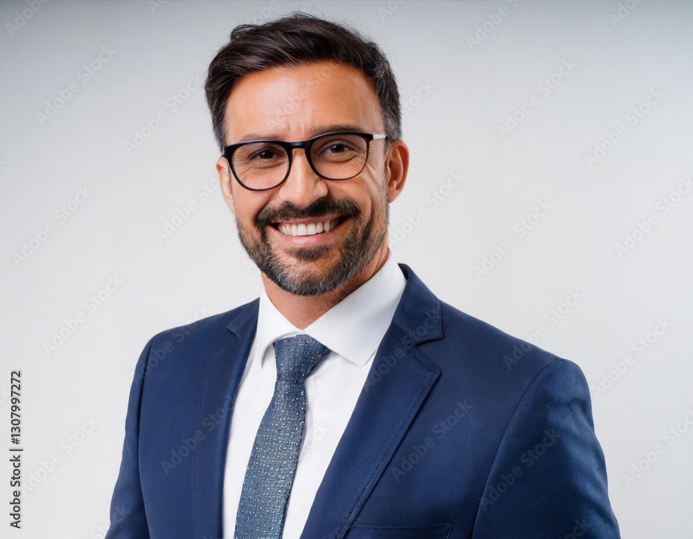 Stylish Middle-Aged Businessman in Suit Posed on a White Background Stylish Middle-Aged Businessman in Suit Posed on a White Background