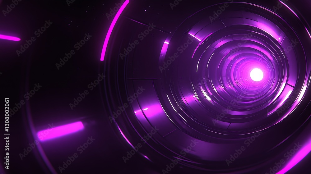 A futuristic purple tunnel with bright light at the end A futuristic purple tunnel with bright light at the end