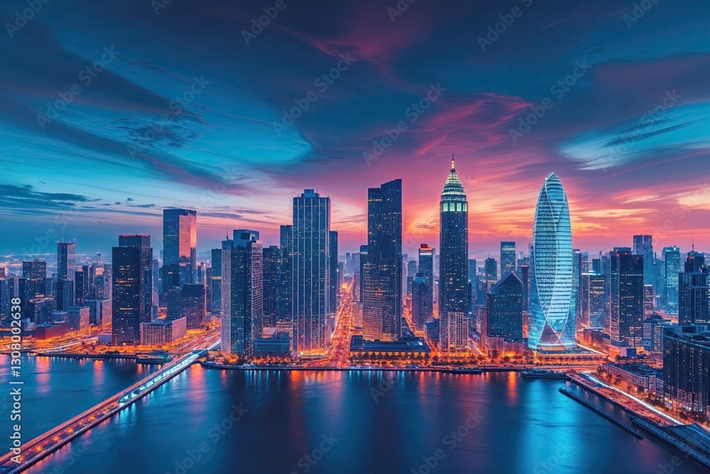 Fototapeta premium Dynamic Gradient Cityscape Background for Eye-Catching Website Banner Design