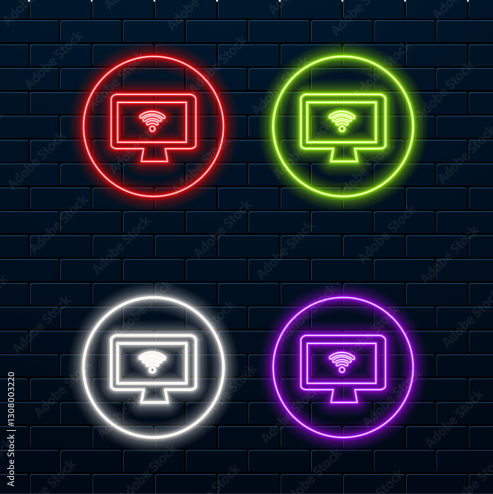Wifi Spot Sign Neon Style, Elementos de design Wifi Spot Sign Neon Style, Elementos de design