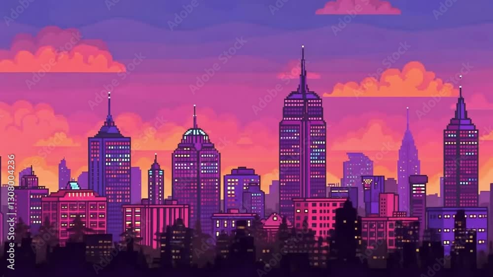 Starry sky pixel background with stars pixel art suitable for game 8 bit seamless looping animation download