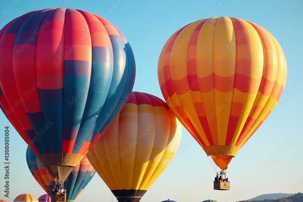 Naklejka premium Close up of air balloons in various shapes and colors, tourism, holiday, helium