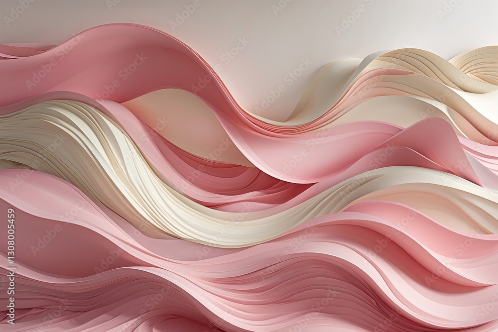 Obraz premium Contemporary Artistic Design of Soft Pink and Ivory Fluid Waves