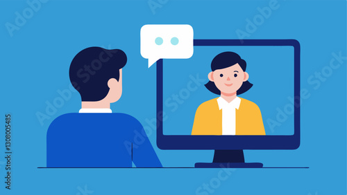 OneonOne Coaching A focused session where a trainer provides personalized guidance via a webcam to an employee looking attentively at their screen.