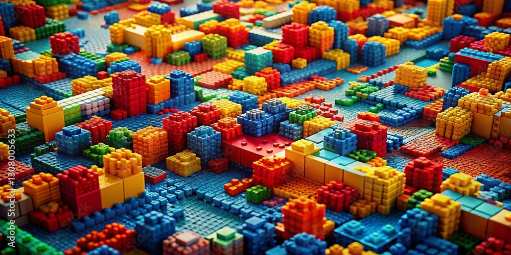 Fototapeta premium Aerial View Pop Art Toy Texture: 3D Textured Plastic Blocks