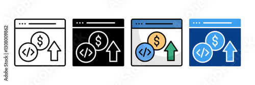 Monetization  Icon Set Multiple Style Collection